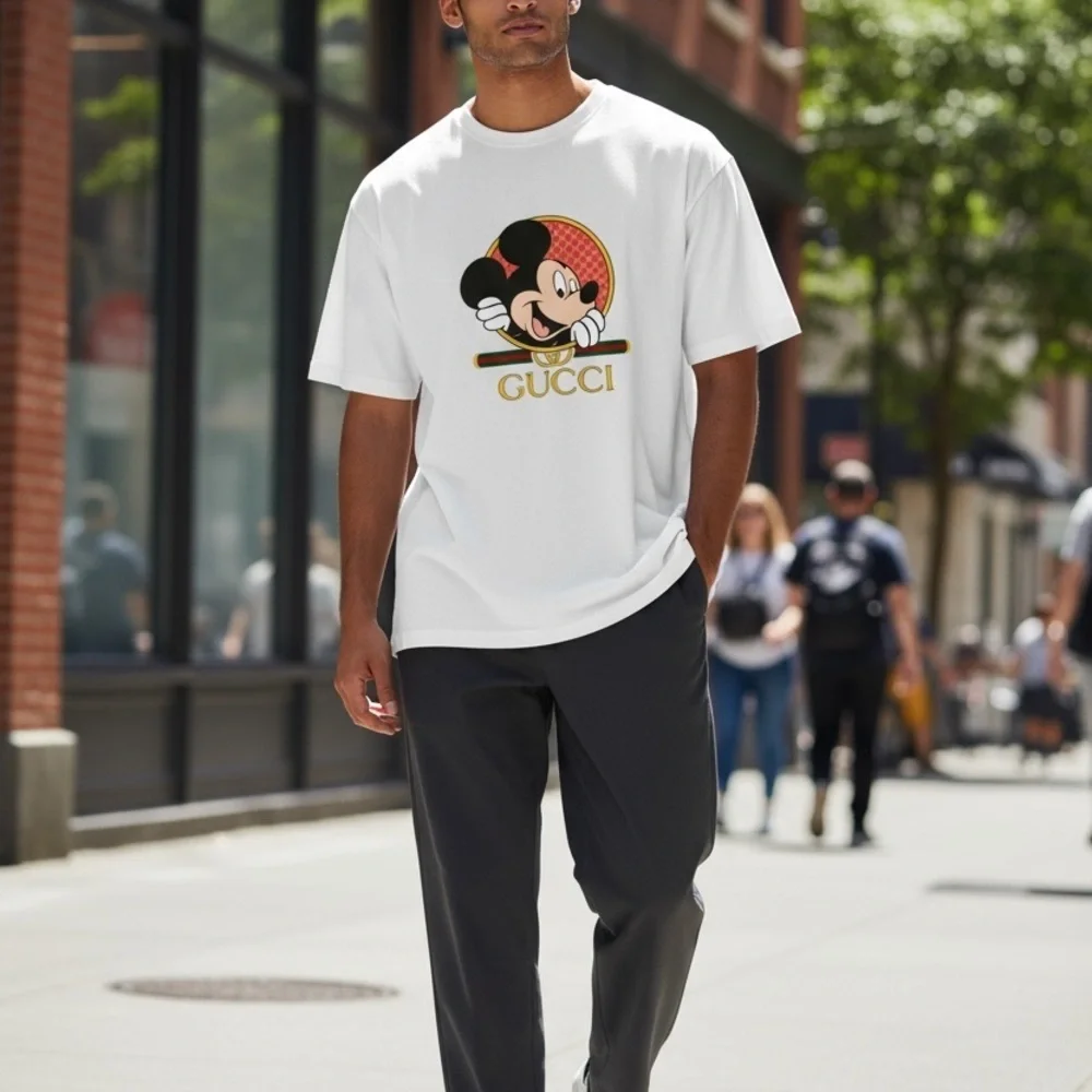 Unisex Mouse Print White Casual T-Shirt Theme Park Shirt Vacation Florida Shirt